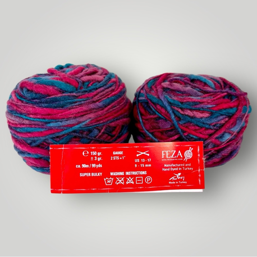 Feza Yarn 100% Extrafine Superwash Merino Hand Dyed 196g Total